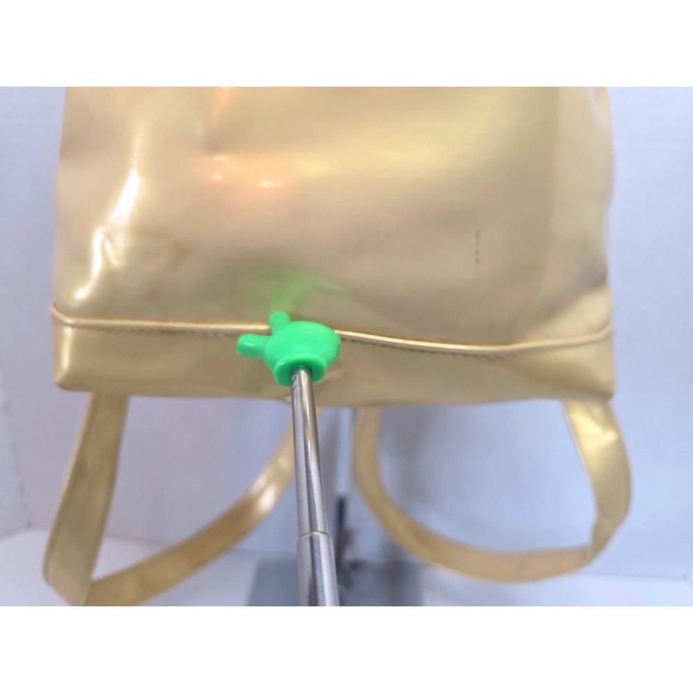 VTG Escada Acte 2 Yellow Gold Patent Leather Mini Backpack Gold EE Logo FLAWED - Picture 4 of 10